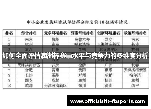 如何全面评估澳洲杯赛事水平与竞争力的多维度分析
